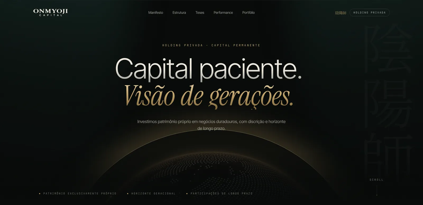 Página inicial do site da Onmyoji Capital
